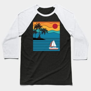 Vintage Retro Sailboat 80s 70s Style Sailing Boat Captain Baseball T-Shirt